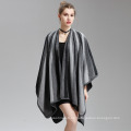 Cachemira para mujer Siéntase igual Fancy Stripe Impresión Cabo Stole Poncho chal (SP291)